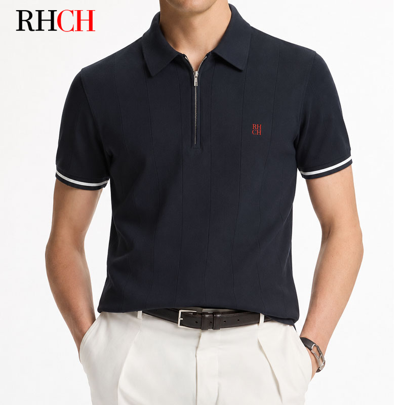 Golf Equipment Logo - RHCH Men's Half Zip Polo Shirt