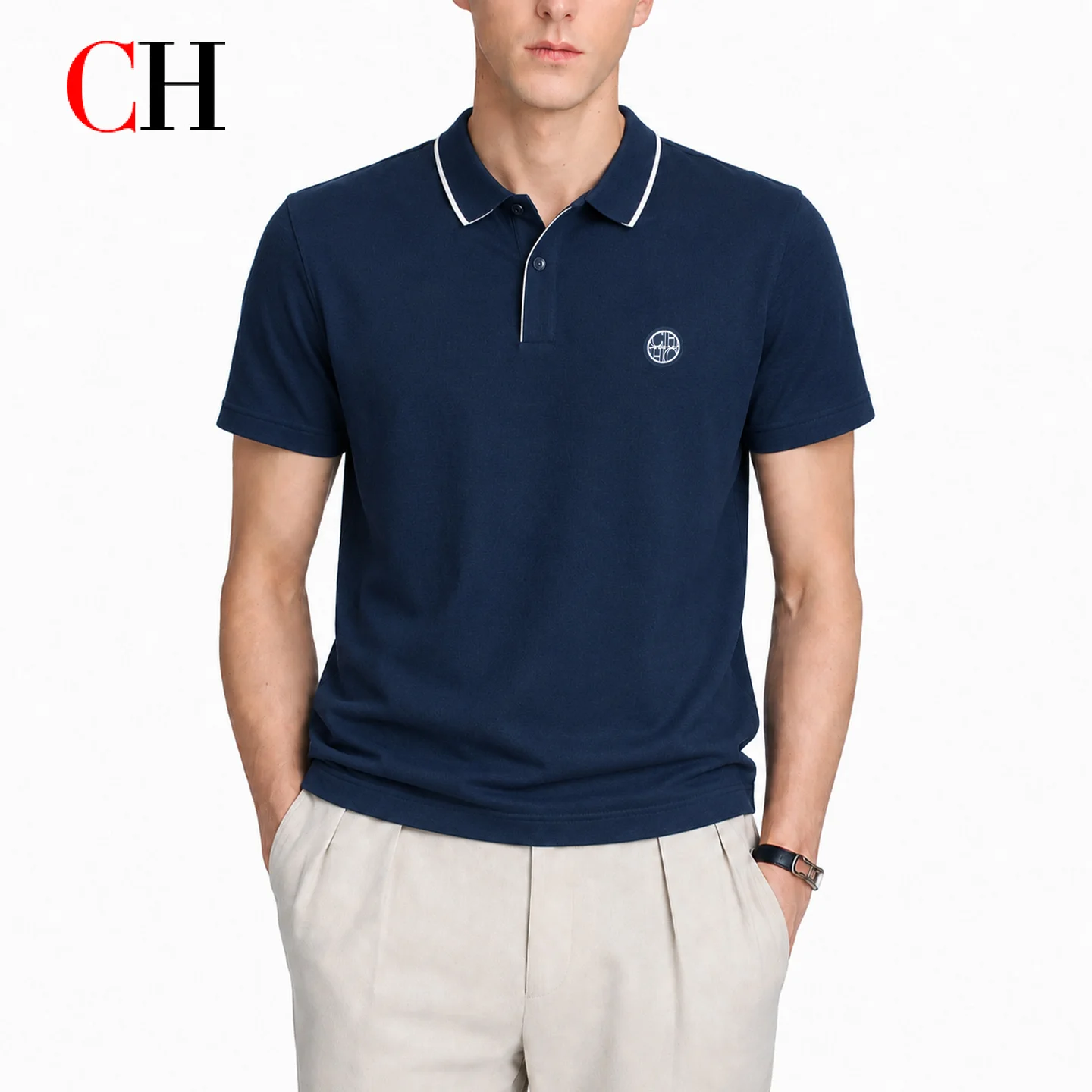 CH Men Single White Tipped Col - đánh giá và giá Golf Equipment Logo