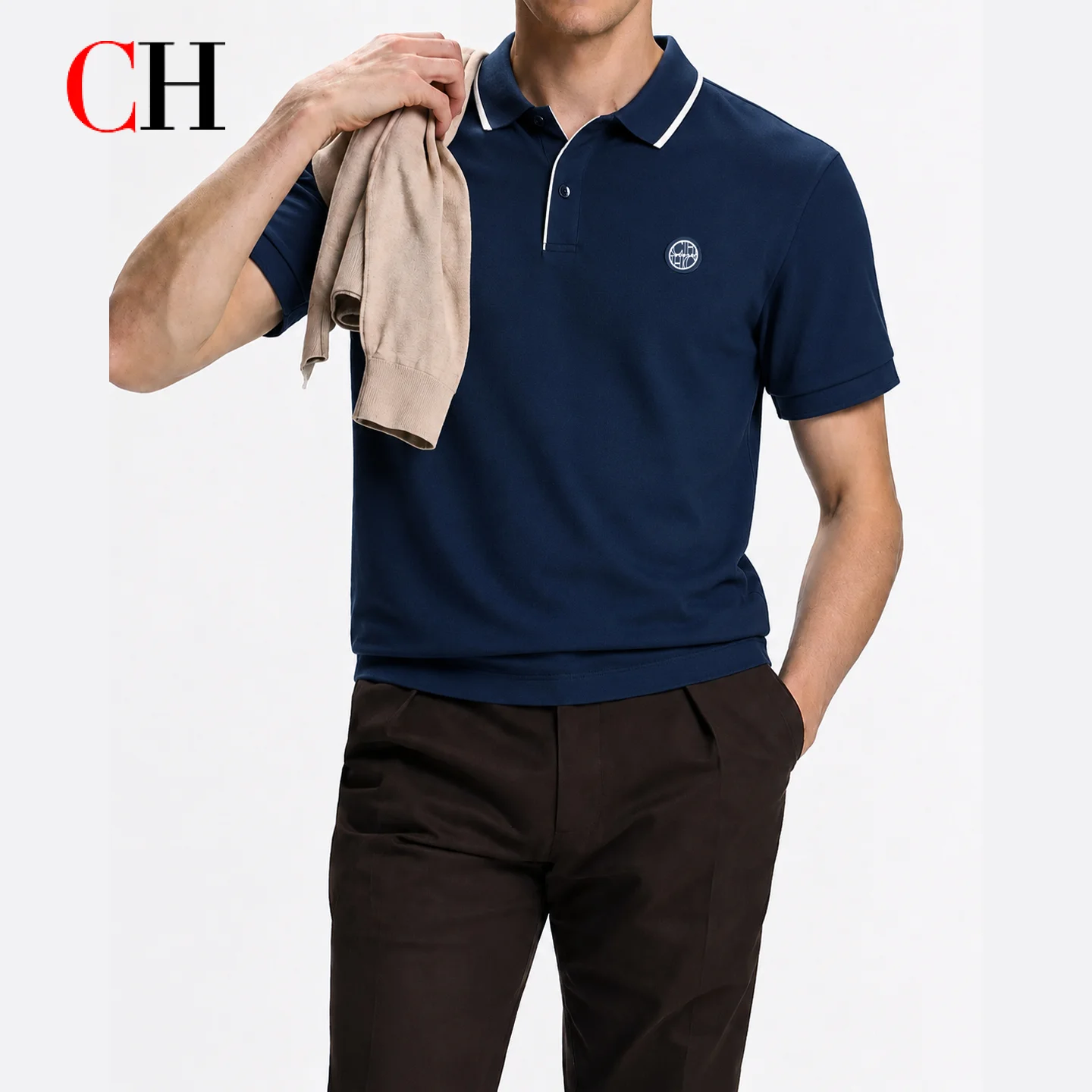 CH Men Single White Tipped Col - đánh giá và giá Golf Equipment Logo